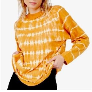 Free People Orange Tie-Dye Long Sleeve Tee